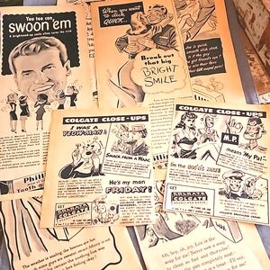 Lot of 8 1940s beauty ads Military Lux, Colgate & Phillips ephemera vintage